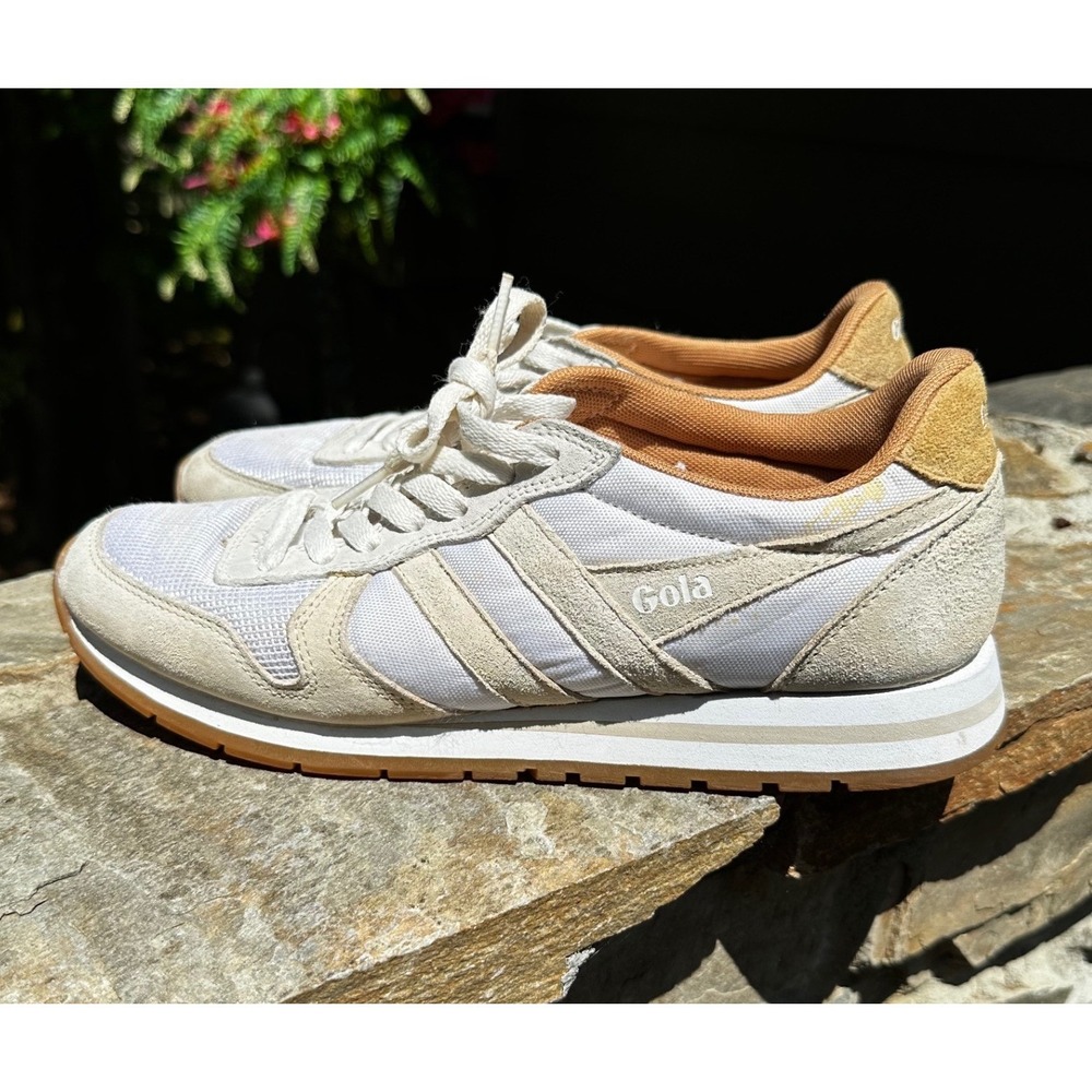Gola for J.Crew Daytona Women's Retro Jogger Sneakers White Tan Suede Size 9 - Picture 2 of 6